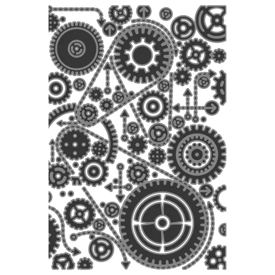 Sizzix Textured Impressions Embossing Folder by Tim Holtz-Vault Gears {2}