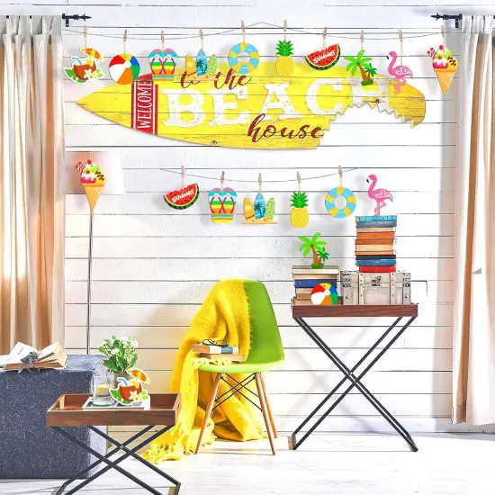 80PCS Wooden Summer Ornaments to Paint, 10 Styles DIY Blank Unfinished Wood Beach Cutouts Ornament for Crafts Hanging Decorations {5}