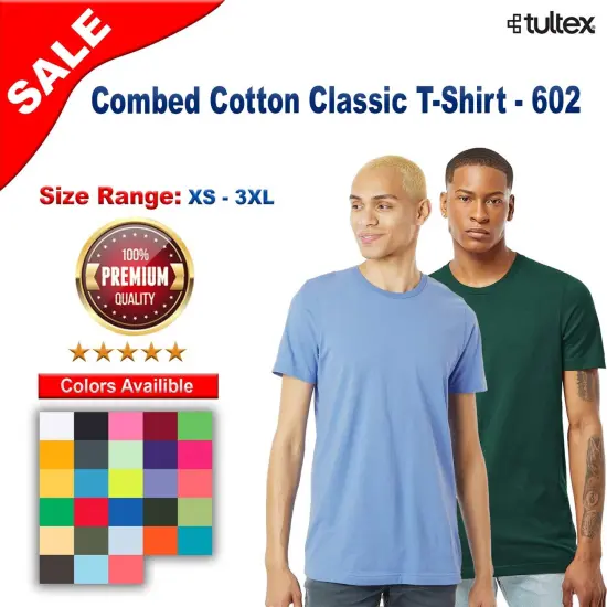 Tultex&reg; Crewneck Short Sleeve Combed Cotton Classic T-Shirt Royal {3}