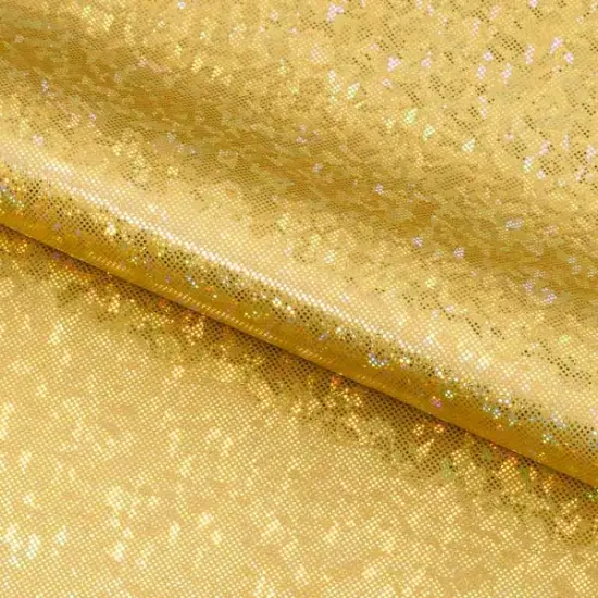 Shattered Glass Foiled Spandex Fabric Gold/Gold {1}