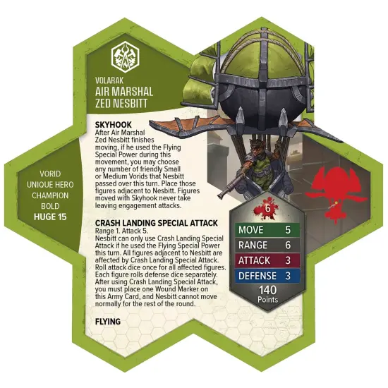 Renegade Games: Heroscape: Air Marshal Zed Nesbitt - Army Expansion, 1 Assembled Unpainted Figure & 1 Army Card, Miniatures Game Accessory, Add-On {5}
