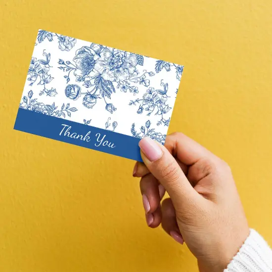Great Papers! Blue Floral Toile Thank You Note Card and White Envelope, 4.875" x 3.375", 24 count {4}
