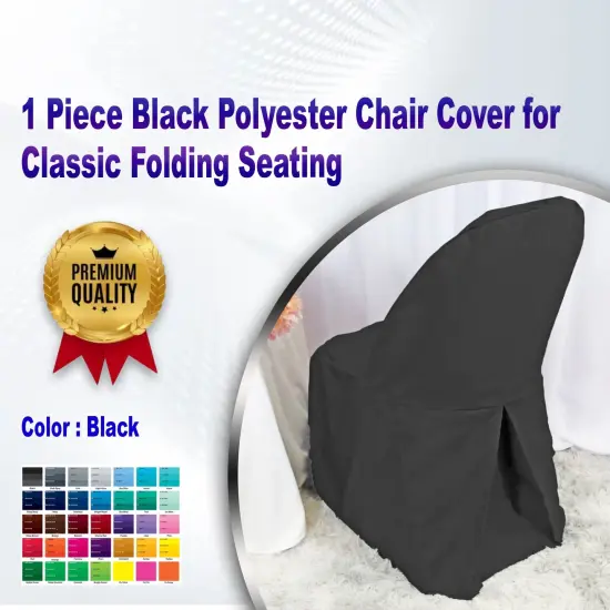 1 Piece Black Polyester Chair Cover for Classic Folding Seating {1}