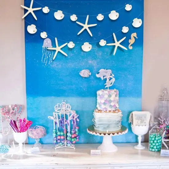 White Finger Starfish Sea Shell Garland Ocean Coastal Nautical Party {5}