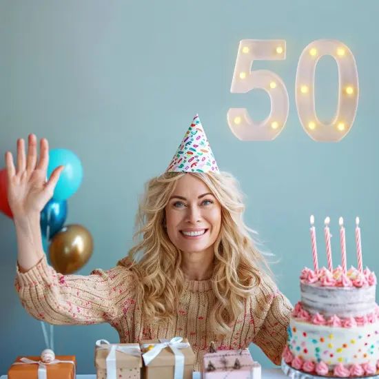 50th Birthday Light Up Sign Decorations {4}