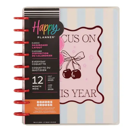 Happy Planner 12-Month Classic Disc Bound Planner-Everyday Coquette; July '25 - June '26 {1}