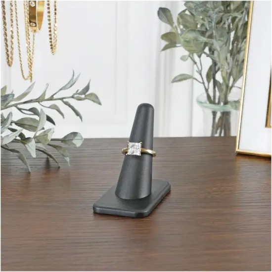 Plymor Black Rubber Ring Finger Display, Single on Rectangular Shaped Base, 1.375" W x 2.25" D x 2.125" H {4}