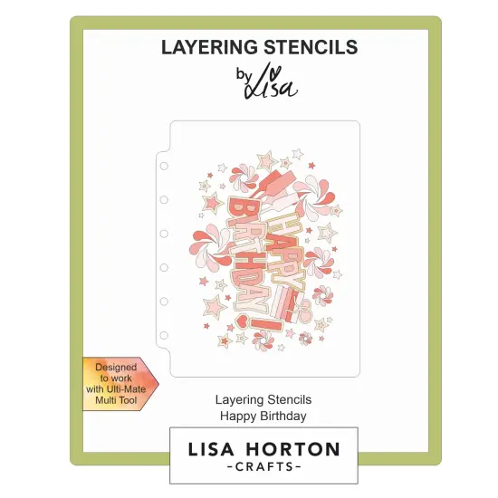 Lisa Horton Crafts A6 Layering Stencil-Happy Birthday {1}