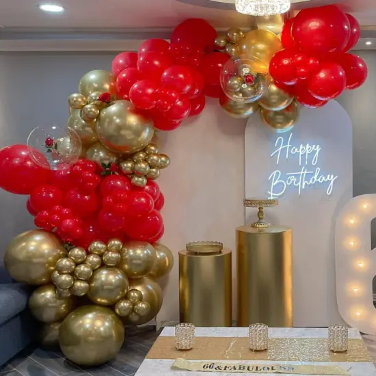 Red and Gold Balloon Garland Kit, 124Pcs Balloons Arch Kit, Bright Durable Latex Balloons {3}