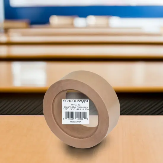 School Smart Vinyl Label Protectors, Round Corner Rectangle, 1-1/2 x 3-1/4 Inches, Clear, Pack of 500 {3}