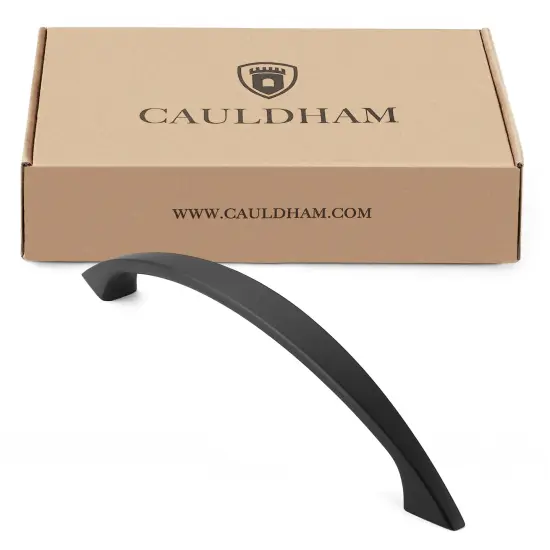 Cauldham Solid Kitchen Cabinet Arch Pulls Handles (5" Hole Centers) - Curved Drawer/Door Hardware - Style M243 - Matte Black {4}