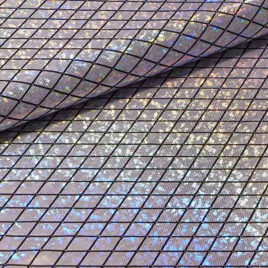 Argyle Shattered Glass Foiled Spandex Fabric Green {6}