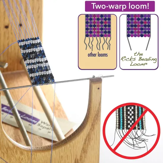 The Beadsmith Little Ricky Beading Loom, Two-Warp Loom, 9.25" L x 2.5" W x 2.875" H, Wooden, Illustrated Instructions Included, Easy Assembly, Use to Create Necklace and Bracelet Designs {2}