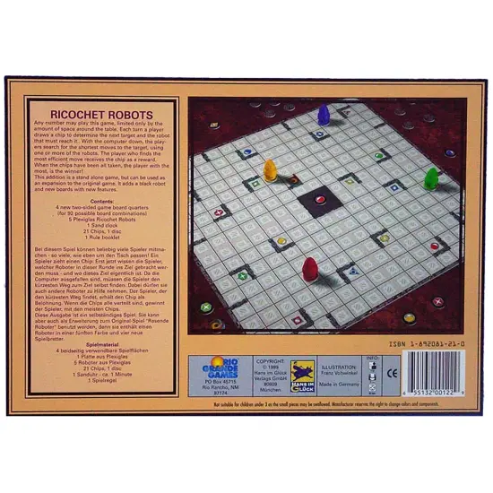 Rio Grande Games: Ricochet Robots - Abstract Strategy Board Game, Moving Robots, Find The Shortest Route, Party Game, Ages 14+, 1-100 Players {3}