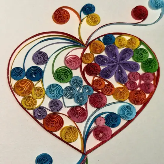 Handcrafted 3D Quilling Card Colorful Heart Design Greeting Card for Love, Valentine's Day, Anniversary, Mother's Day, Father's Day, Blank Inside, Ready to Gift, Includes Envelope {4}