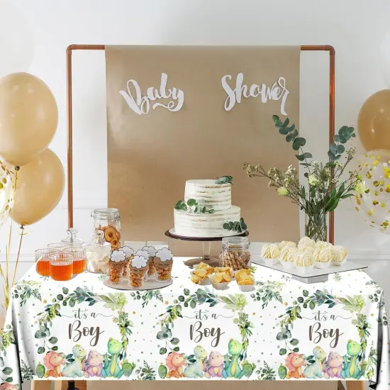 3pcs Dinosaur Baby Shower Tablecloth {2}