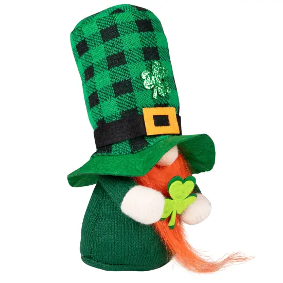 Northlight Plaid Gnome with Shamrocks St. Patrick's Day Decoration - 7" Green {4}
