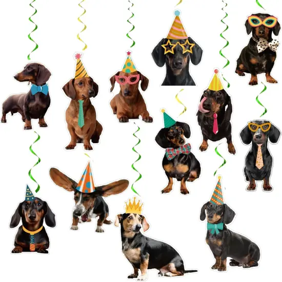24 Pcs Dachshund Hanging Decorations Dachshund Hanging Swirls Ceiling Swirls Dachshund Birthday Party Supplies for Dachshund Party Decorations Funny Dog Decorations {3}