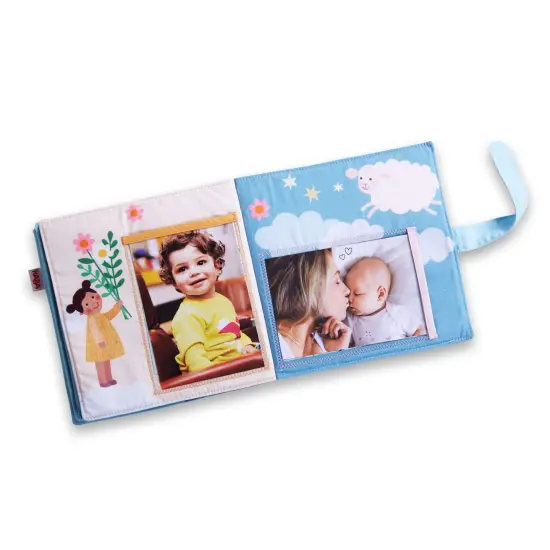 HABA Baby Photo Album - Guardian Angel Soft Cloth Baby Photo Albums - Holds 8 4x6 Photos - New Baby Gift, Sensory Toy for Infants and Toddlers Multicolor {5}
