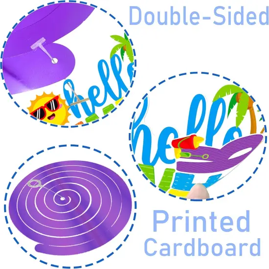 Summer Beach Pool Party Hanging Swirls Hello Summer Party Decoration 20pcs Beach Pool Themed Swirl Ceiling Summer Party Hanging Streamer for Hawaii Beach Pool Party Baby Shower Supplies {4}