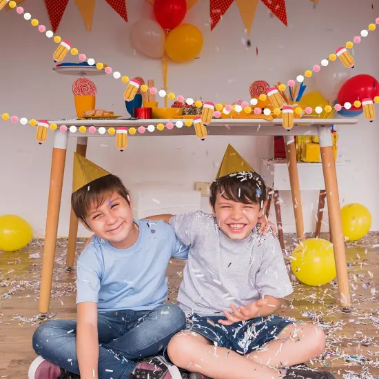 Back to School Decorations 7.5 Ft Felt Pompom Banner {2}