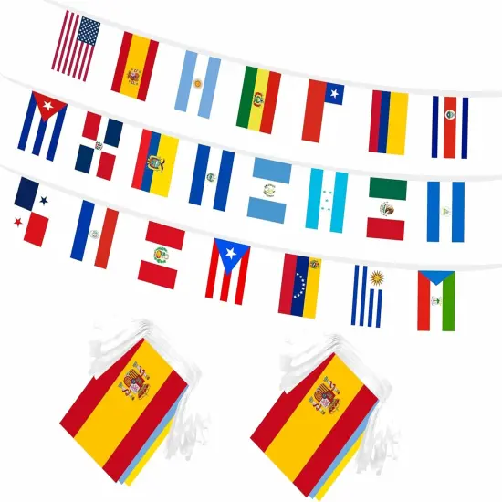 2 Sets Latin America Flags Banner String - 60 Ft 44 Flags {1}