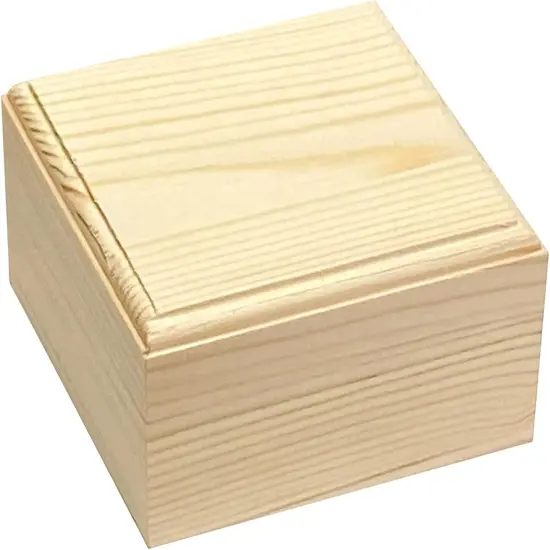 6 Pack Unfinished Wood Box Crafts Wooden Square Box with Magnetic Hinged Lid (3.5 x 3.5 x 1.9 in) {3}