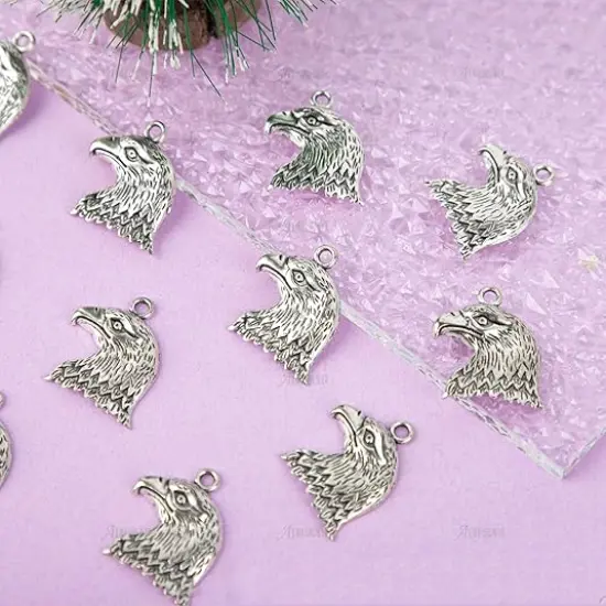 50 Pack Eagle Head Charms Bird Pendants for Jewelry Making {3}