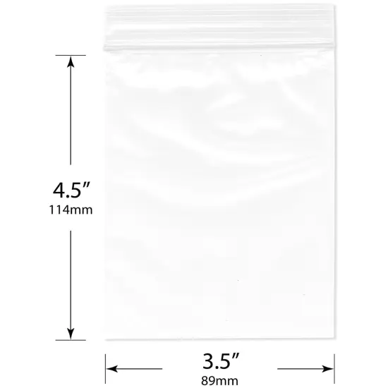 Plymor 3.5" x 4.5", 2 Mil Zipper Reclosable Plastic Bags {3}