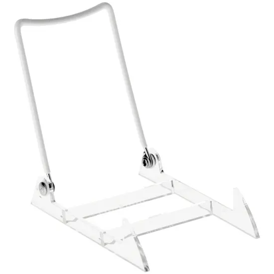 Gibson Holders 3PL Adjustable White Wire and Clear Acrylic Display Easel, 3.875" W x 5.375" D x 5.25" H {1}