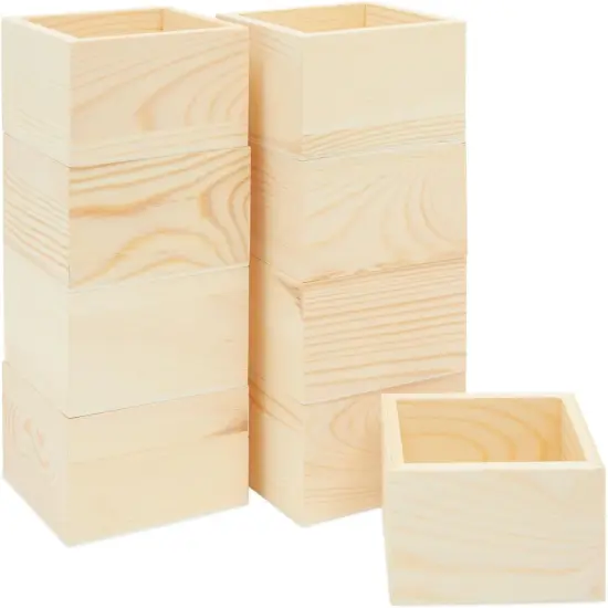10 Unfinished Small Wooden Boxes for Crafts with 1 Sanding Sponge (4 In, 11 Pieces) - Mini Wooden Crates - Mini Crates For Centerpieces {4}