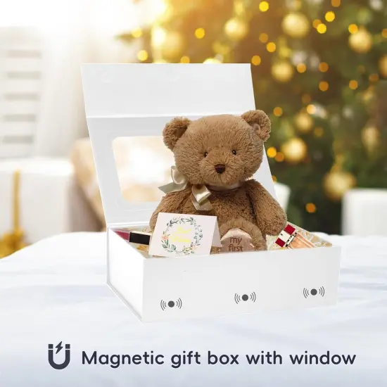 White Large Gift Box with Window, 13.5"x9"x4.3" Bridesmaid Box for Gift Giving,Birthday Gift Box with Magnetic,Closure Lid Gift Box for Presents {5}