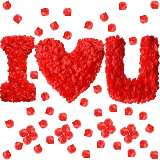 1000 Pieces Red Artificial Silk Rose Petals, Red Artificial Silk Rose Petals Flower Decoration for Valentines Romantic Wedding Event Proposal Anniversary Party Decoration Red Rose Petals {1}