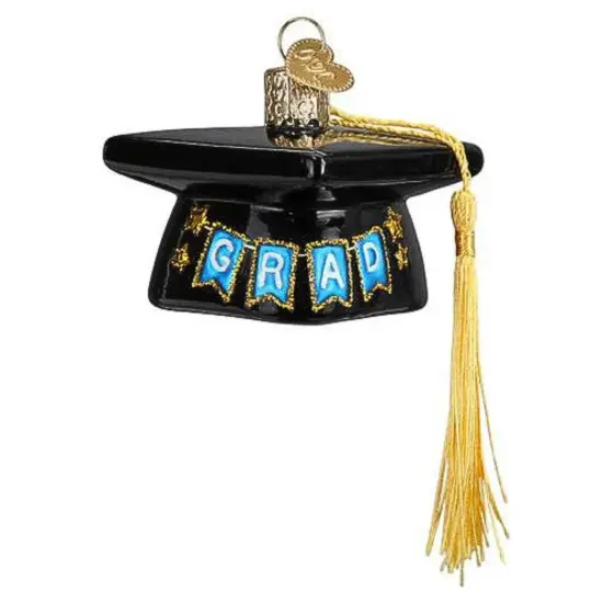 Old World Christmas 2.0 Inch Graduation Cap Christmas Tree Ornament , Christmas Decor Commencement Gold Tassel Black {2}