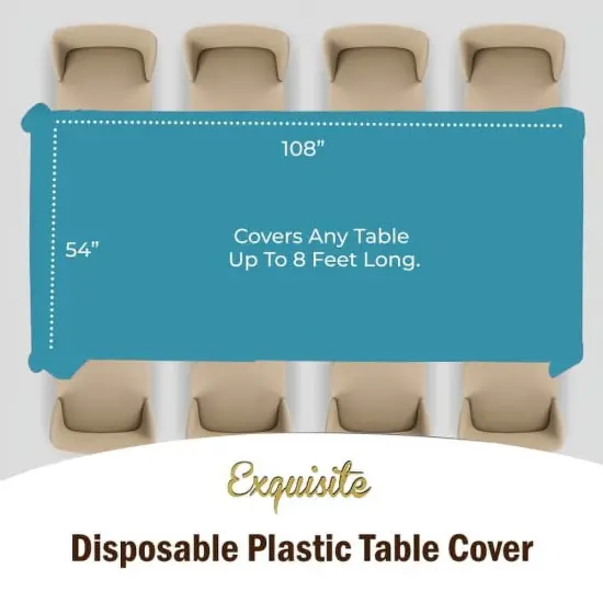 Exquisite 12-Pack Premium Plastic Tablecloth 54in. x 108in. Rectangle Plastic Table Cover Turquoise {4}