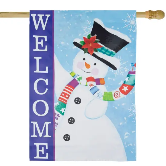 Northlight Joyful Snowman "Welcome" Christmas Outdoor Flag - 40" x 28" White {4}