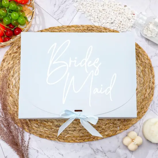 8 Pack Bridesmaid Proposal Gifts Boxes Set, Will You Be My Maid/Matron of Honor Box with Ribbon for Wedding Bridal Party Supplies(Blue Series Style) {5}