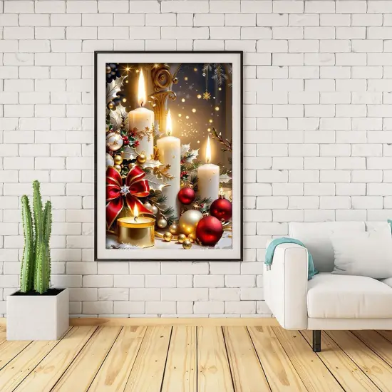 Christmas Diamond Painting Kits for Adults, Christmas Candles Diamond Art (12x16inch) {5}