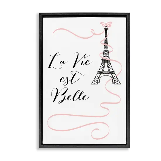 Stupell Industries Life Is Beautiful French Phrase Floating Frame Design by Martina Pavlova {1}