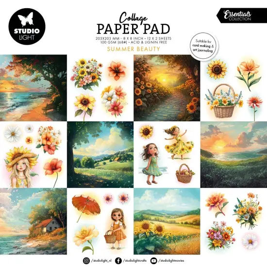 Studio Light Essentials Collage Paper Pad 8"X8" 24 Sheets-Summer Beauty {1}