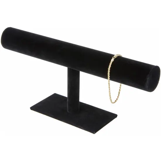 Plymor Black Velvet T-Bar Bracelet Display Stand, 12" W x 5" H {3}