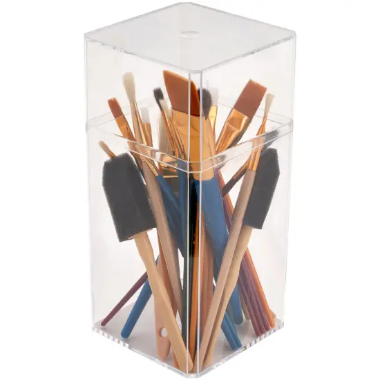 Pioneer Plastics 048C Clear Large Tall Rectangular Plastic Container, 3.75" W x 3.75" D x 8.25" H {3}