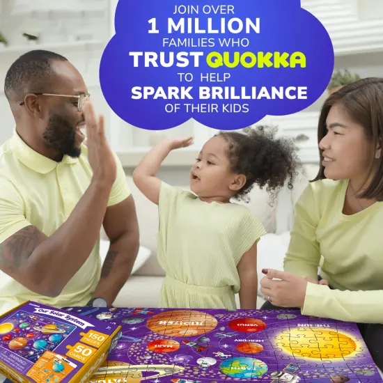 QUOKKA Puzzles for Kids Ages 8-10 - 150 Pcs Jigsaw Puzzles for 6-8 Year Olds - 400+ Facts on 50 Double-Sided Flashcards | Learn Space | Education Activity Gift - Shaped Puzzles for Toddlers 4-6 {5}