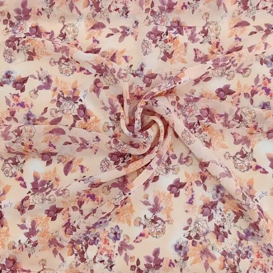 1 Yard Crinkle Print Chiffon Fabric Sheer Lightweight Polyester for Apparel Fabric, 53" Wide {1}