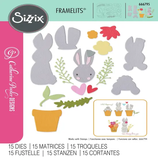 Sizzix Thinlits Die Set By Catherine Pooler 15/Pkg-Bunny Bits & Blooms #2 {1}
