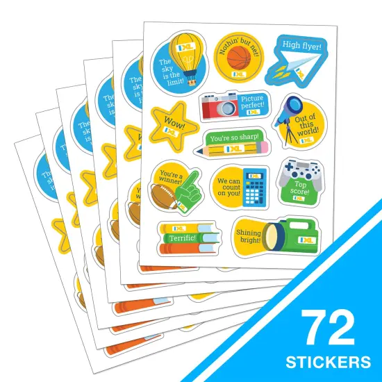 IXL 72 Superstar Shout-Outs Stickers for Kids, 6 Sheets of Stars, School Supplies, Sports, Paper Airplane, and More Incentives for Awards, Classroom Prizes, Reward Chart, Crafts, Scrapbooking, Planner {2}