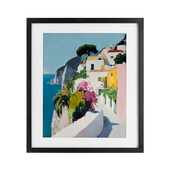 Stupell Industries Italian Coast Walkway Framed Print Under Glass, design by Riley B {1}