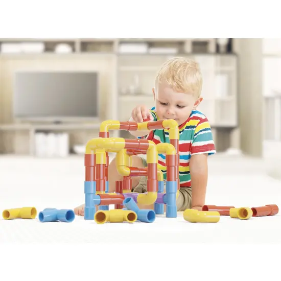 Quercetti: Tubation - 40pc Interlocking Pipeline Maze Building Set, Open Ended Construction Toy, Colorful Tube Block Assembly, STEM Play, Kids 3+ {6}