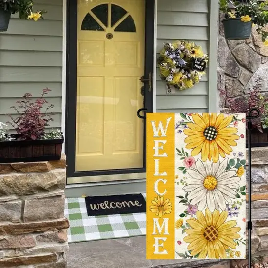 Summer Daisy Sunflower Garden Flag 12x18 Inch Double Sided Welcome Floral Outdoor Seasonal Small Yard Flags for Outside Spring Porch Decorations {2}
