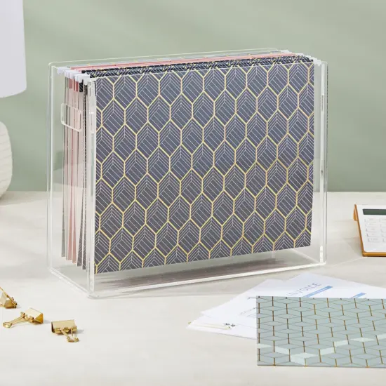 12 Pack Decorative Hanging File Folders with 1/5 Tab, Gold Foil Geometric Design (3 Colors, 11.75 x 9 In) Multicolor {2}